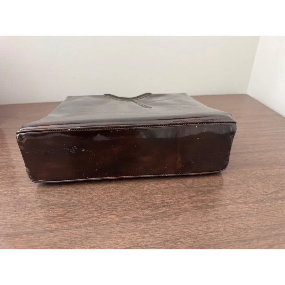 Vintage Lewis Tortoise Shell Patent Leather Handbag 1950s 60s Top Handle Bag